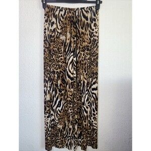 new leopard Womens Wide Leg Pleated pants Drawstring mob old money